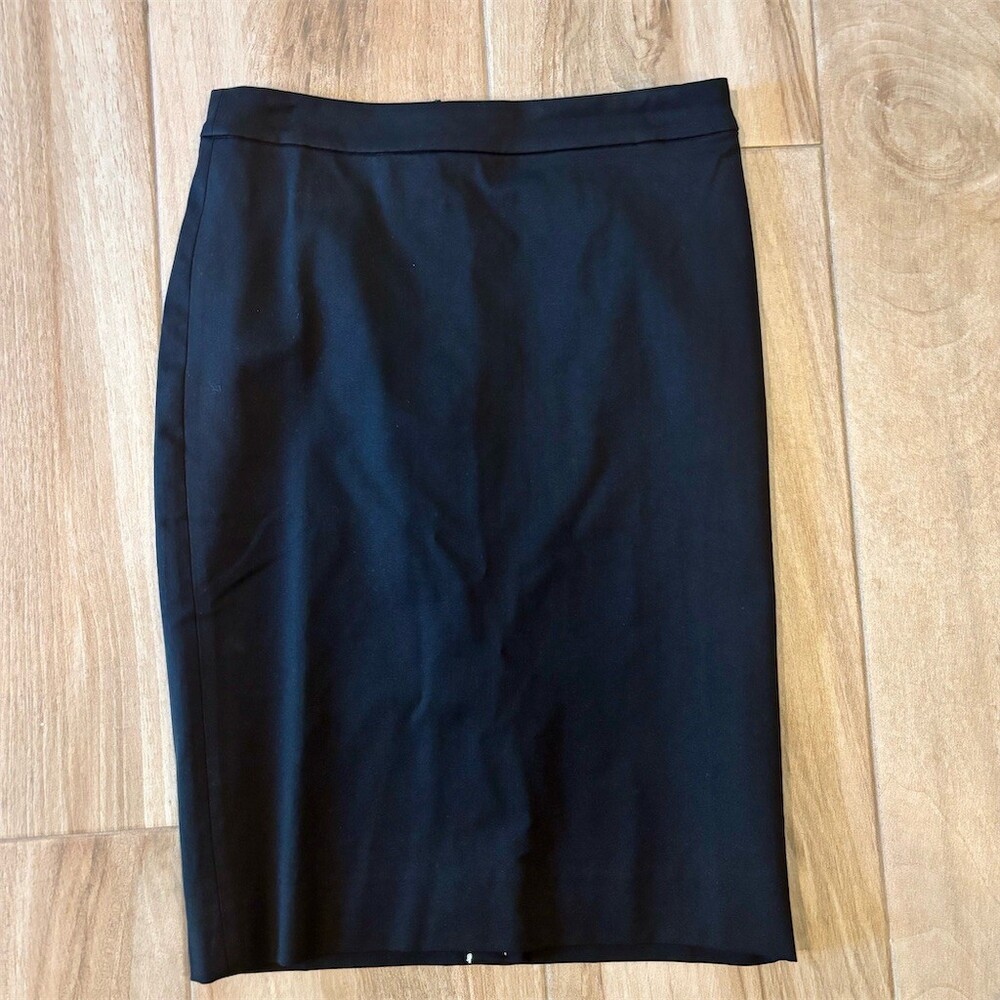 J.Crew Skirt Womens Size 0 Black Straight Pencil Knee Length Back Zip